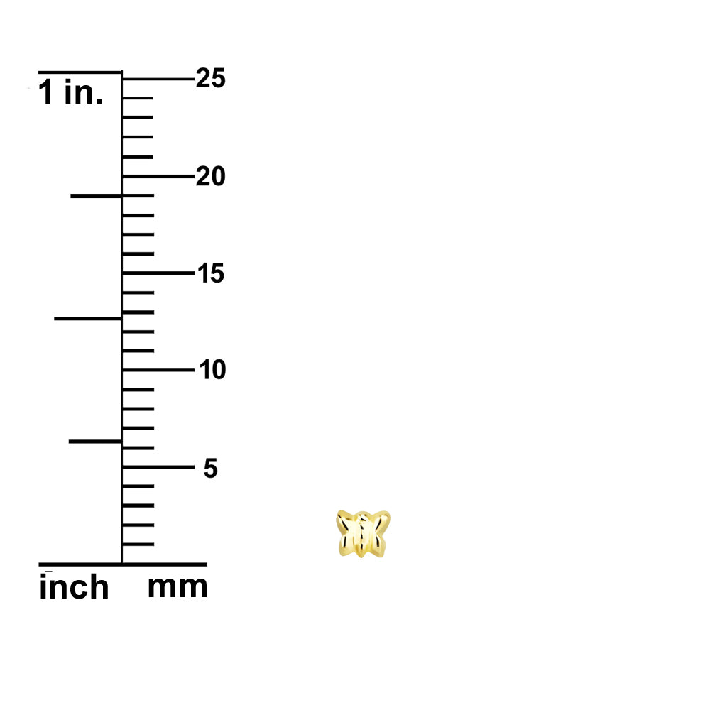 14K Yellow Gold Butterfly Nose Bone Stud - 22g