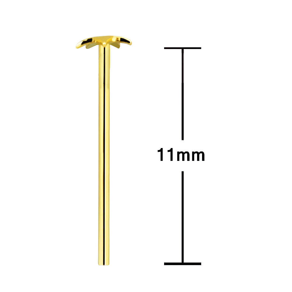 14K Yellow Gold Star Top Self-Bending Fishtail Nose Stud - 22g