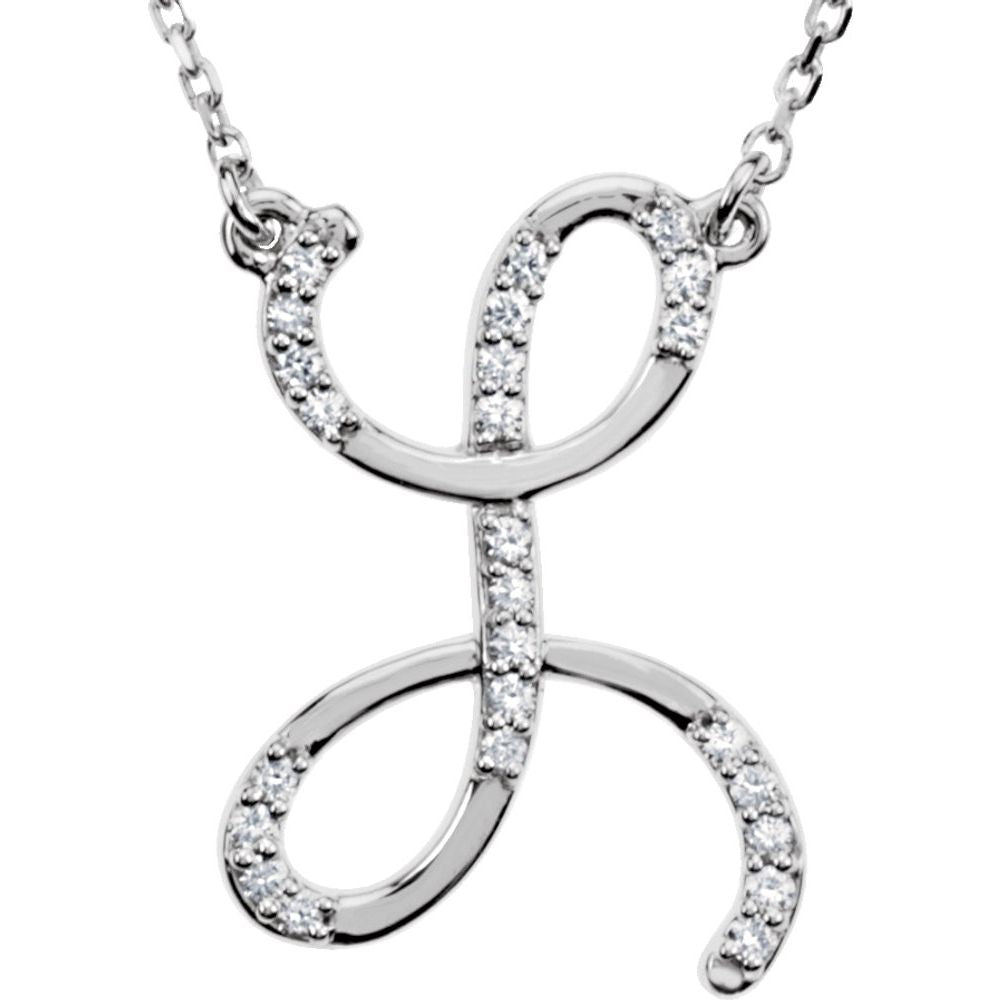 Authentic 925 Silver 1/8ct Diamond 0.72" Letter L Pendant 16" Initial Necklace