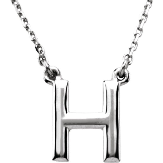 Authentic 925 Authentic Sterling Silver 0.41" Block Font Letter H 16" Initial Necklace