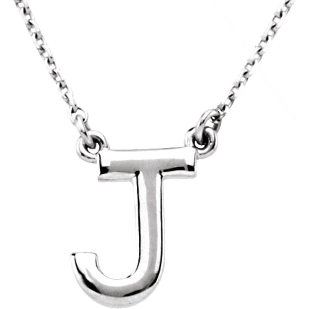 Authentic 925 Authentic Sterling Silver 0.41" Block Font Letter J 16" Initial Necklace