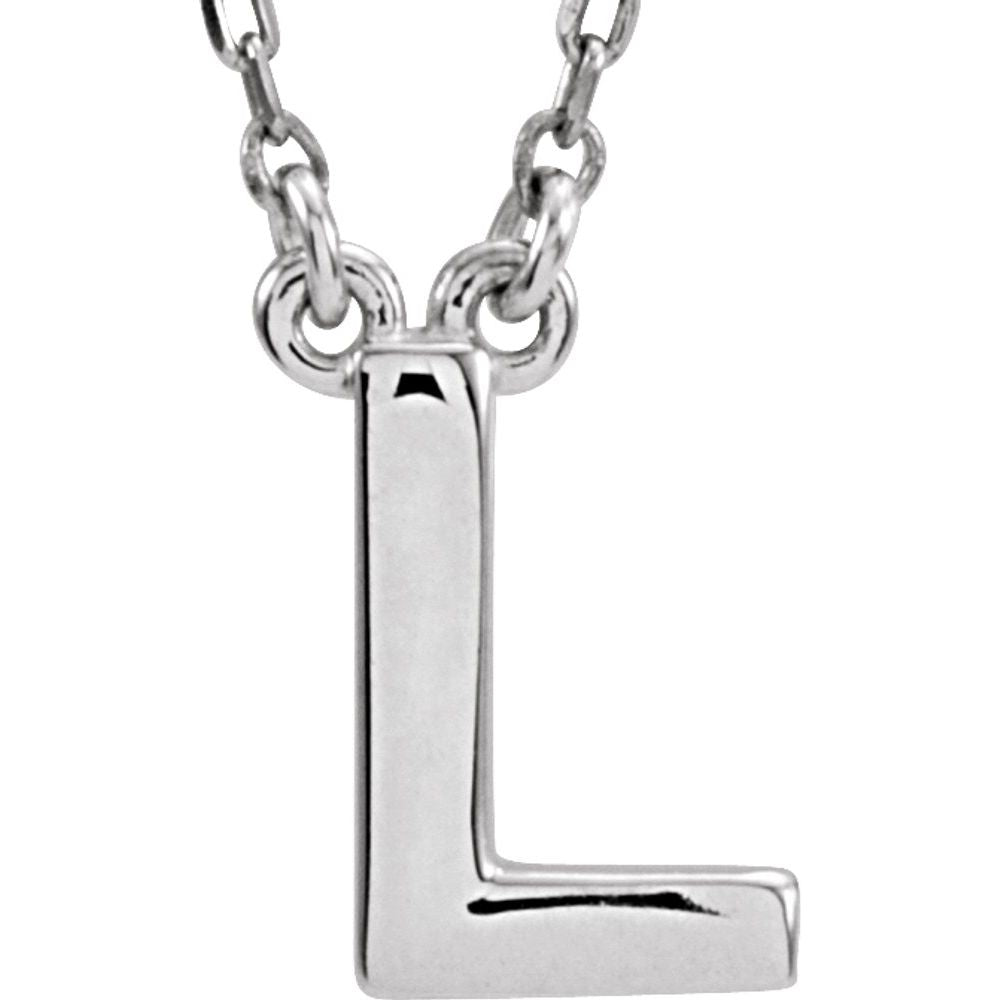 Authentic 925 Authentic Sterling Silver 0.39" Block Font Letter L 16" Initial Necklace