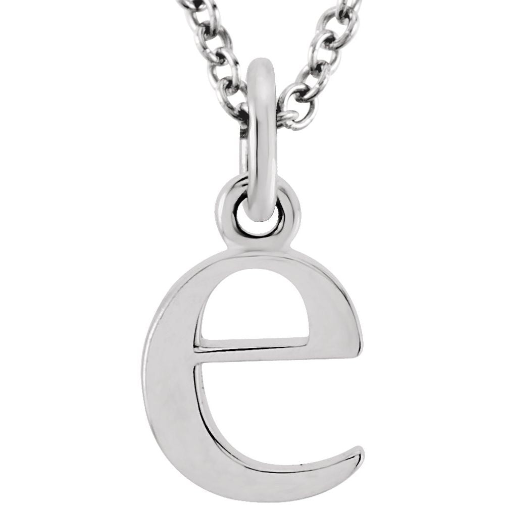 Authentic 925 Authentic Sterling Silver 0.33" Lowercase E Initial 16" Letter Necklace