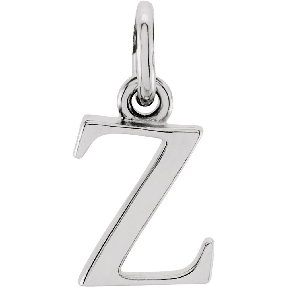 Unisex Authentic Sterling Silver Lowercase Z Initial 16 Inch Necklace