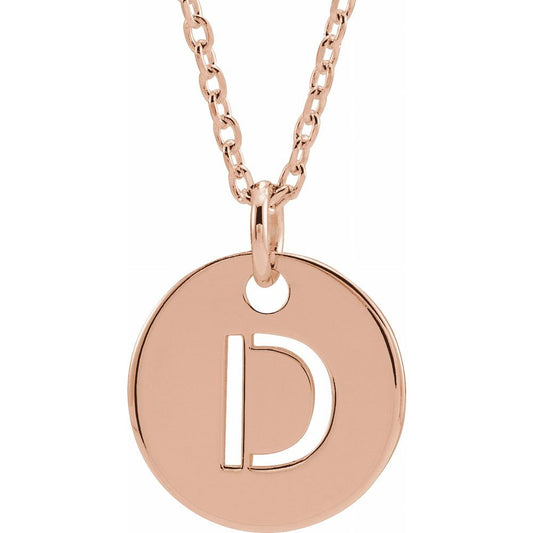 Unisex 18K Rose Gold-Plated Authentic Sterling Silver Initial D Dangle Disc Necklace