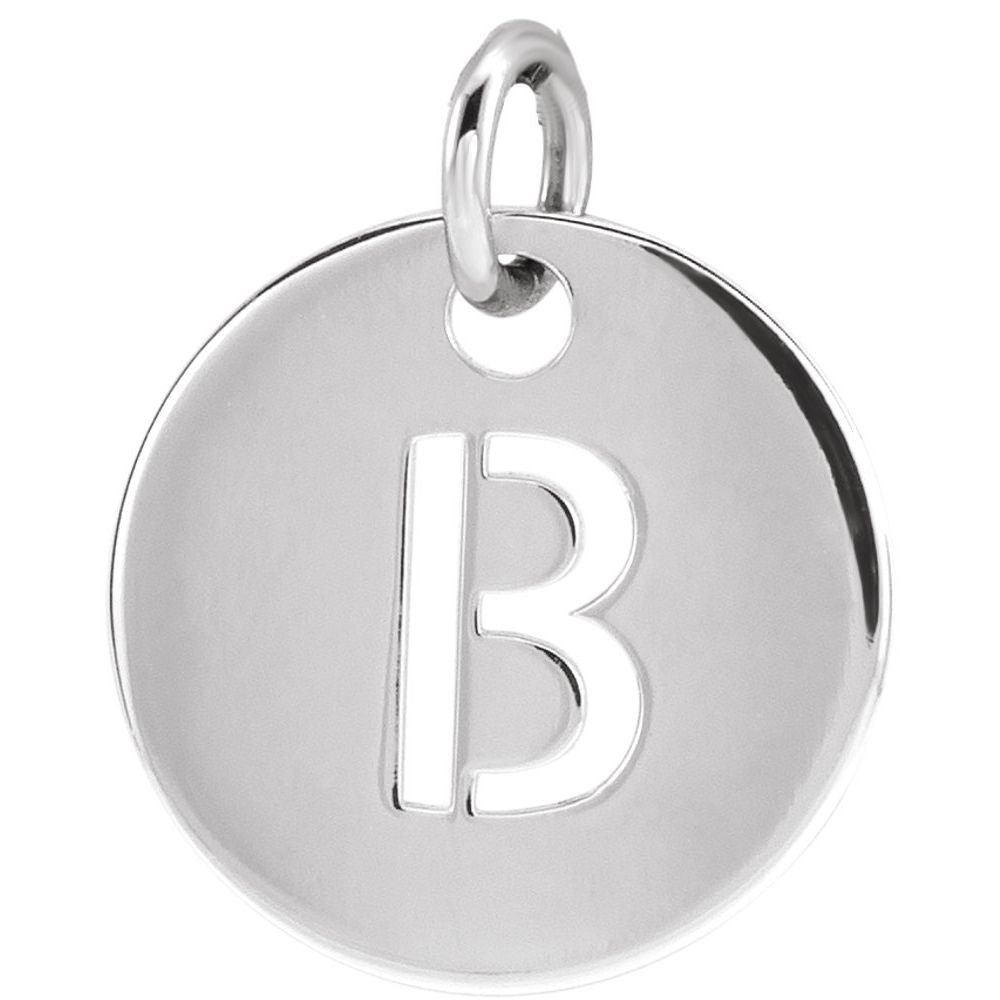 Authentic 925 Authentic Sterling Silver Initial B Disc 0.39" Pendant for Men or Women