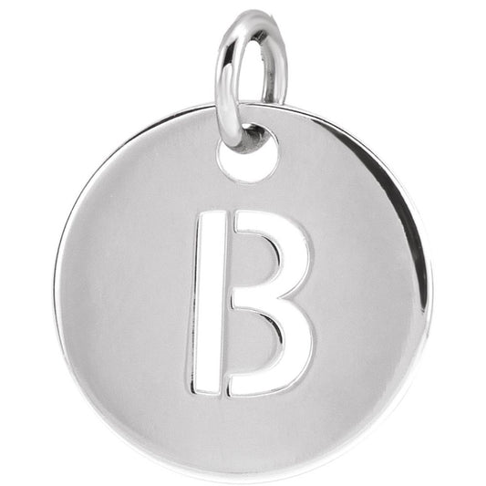 Authentic 925 Authentic Sterling Silver Initial B Disc 0.39" Pendant for Men or Women