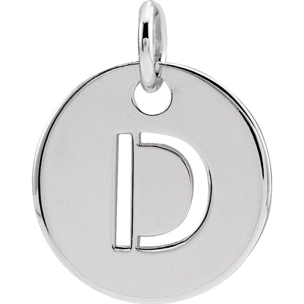 Authentic 925 Authentic Sterling Silver Initial D Disc 0.39" Pendant for Men or Women