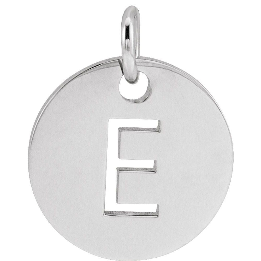 Authentic 925 Authentic Sterling Silver Initial E Disc 0.39" Pendant for Men or Women
