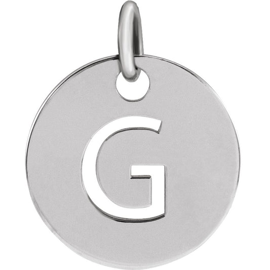 Authentic 925 Authentic Sterling Silver Initial G Disc 0.39" Pendant for Men or Women