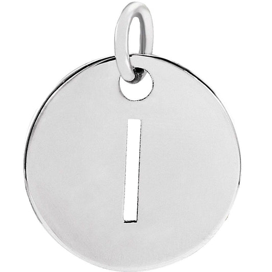 Unisex Authentic Sterling Silver Initial I Disc Pendant