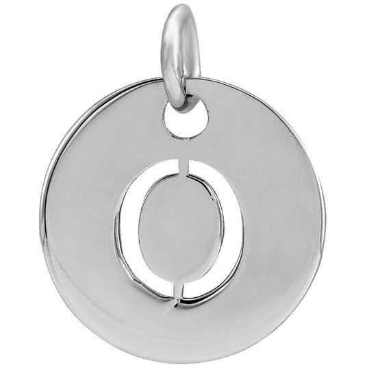 Unisex Authentic Sterling Silver Initial O Disc Pendant