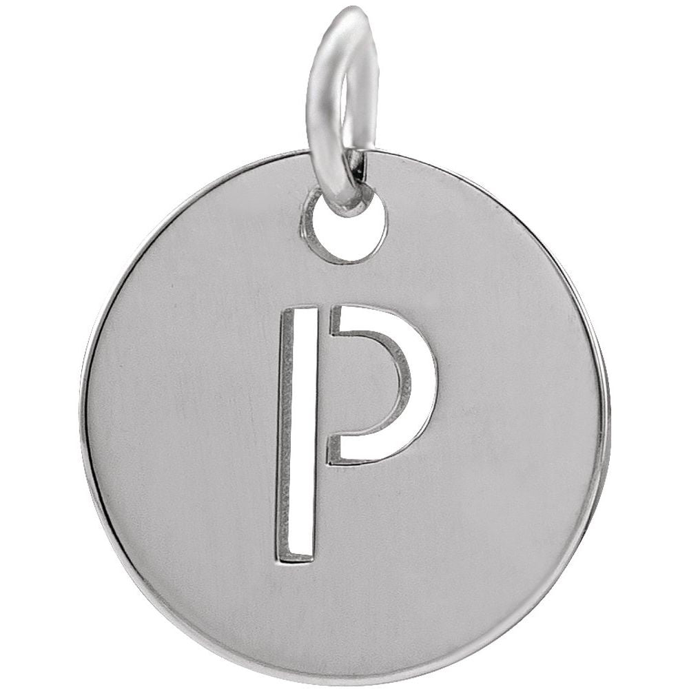 Authentic 925 Authentic Sterling Silver Initial P Disc 0.39" Pendant for Men or Women
