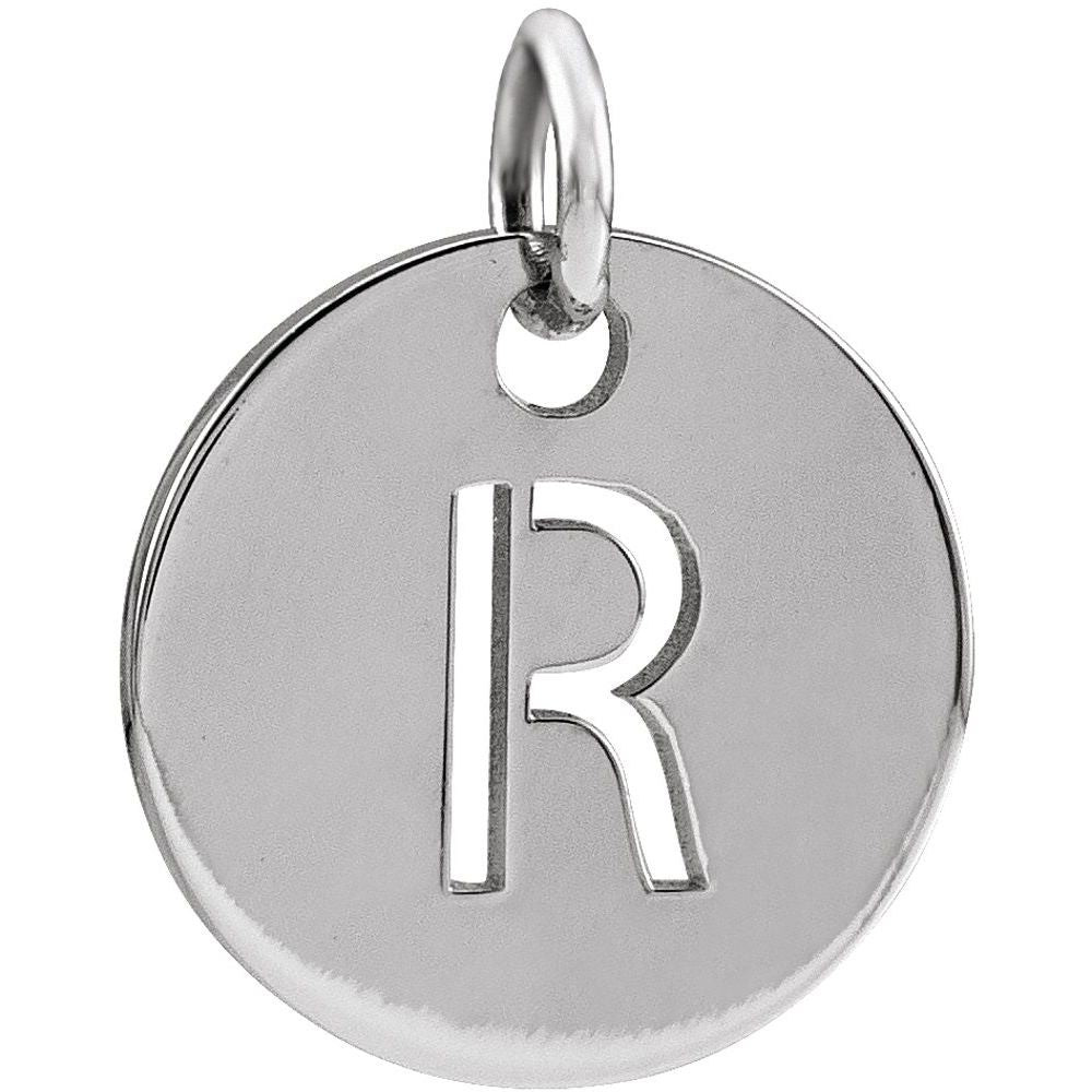 Authentic Sterling Silver Initial R Disc Pendant