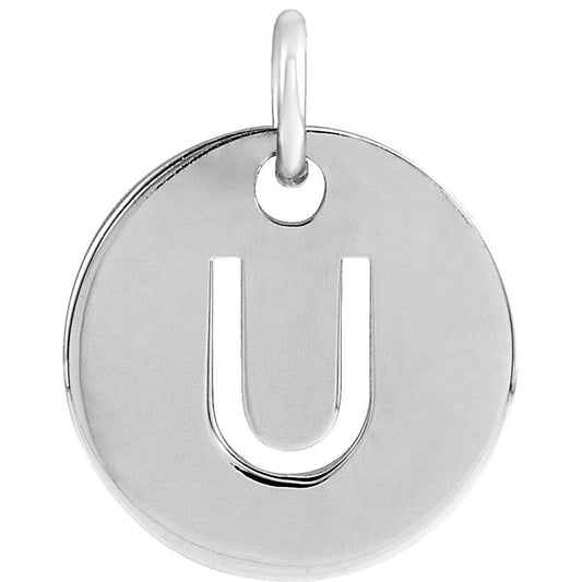 Authentic Sterling Silver Initial U Disc Pendant