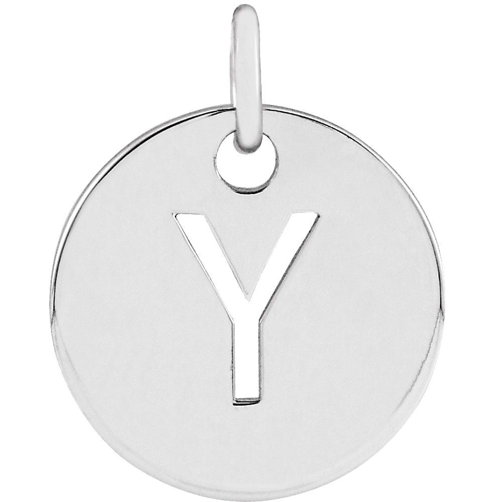 Authentic Sterling Silver Initial Y Disc Pendant