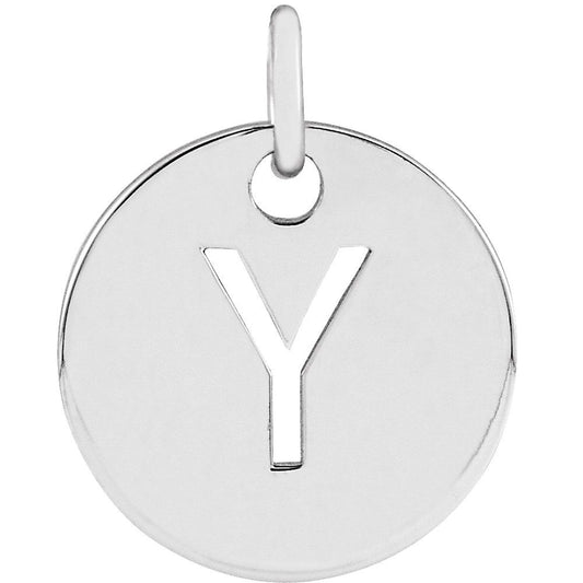 Authentic Sterling Silver Initial Y Disc Pendant
