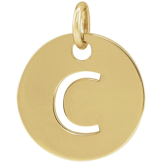 18k Gold Plated 925 Silver Initial C Disc 0.39" Pendant for Men or Women