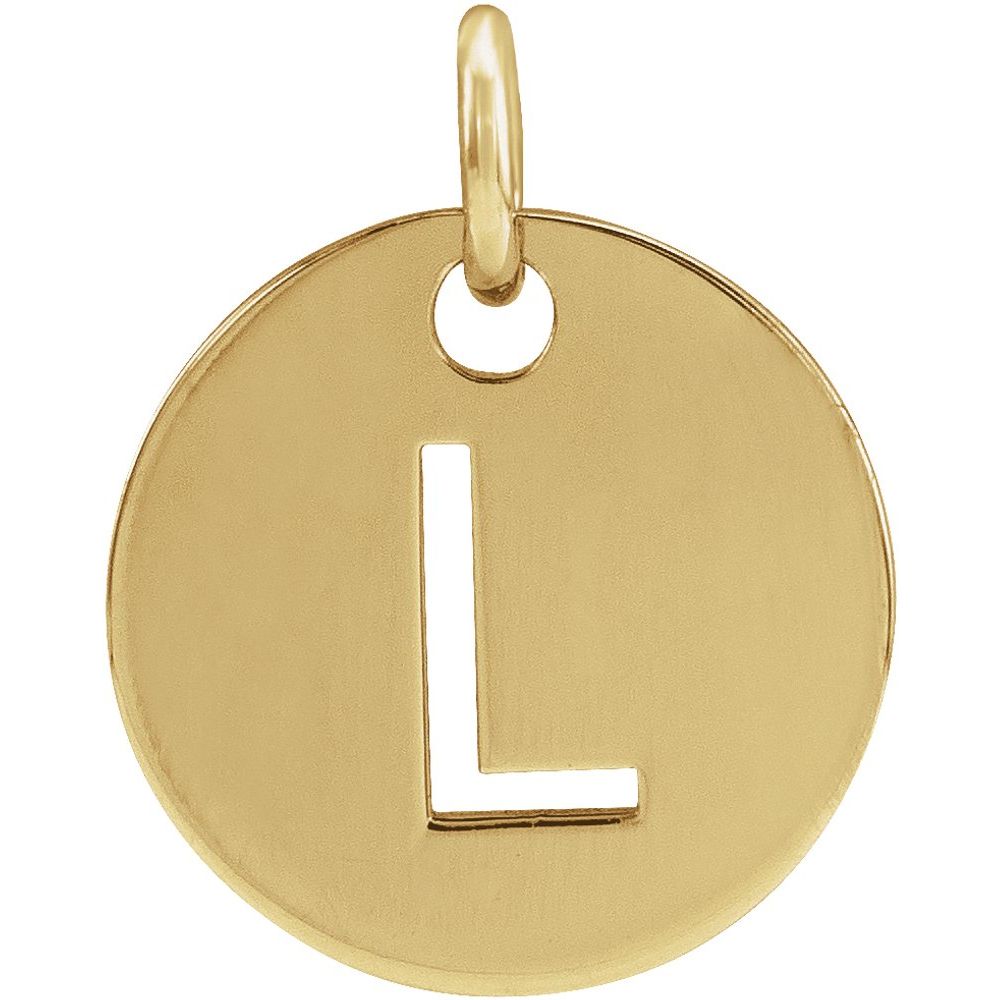 18k Gold Plated 925 Silver Initial L Disc 0.39" Pendant for Men or Women