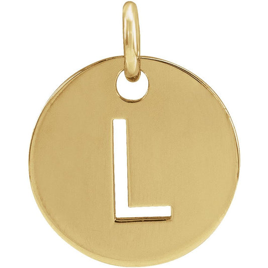 18k Gold Plated 925 Silver Initial L Disc 0.39" Pendant for Men or Women
