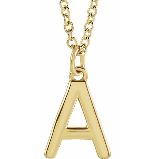 Unisex 18K Yellow Gold-Plated Authentic Sterling Silver Initial A Dangle Necklace