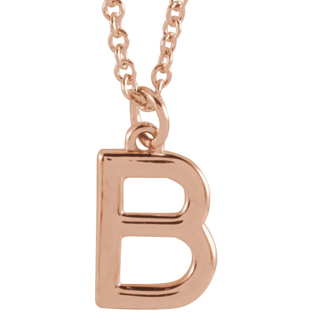 18K Rose Gold-Plated Authentic Sterling Silver Initial B Dangle Necklace