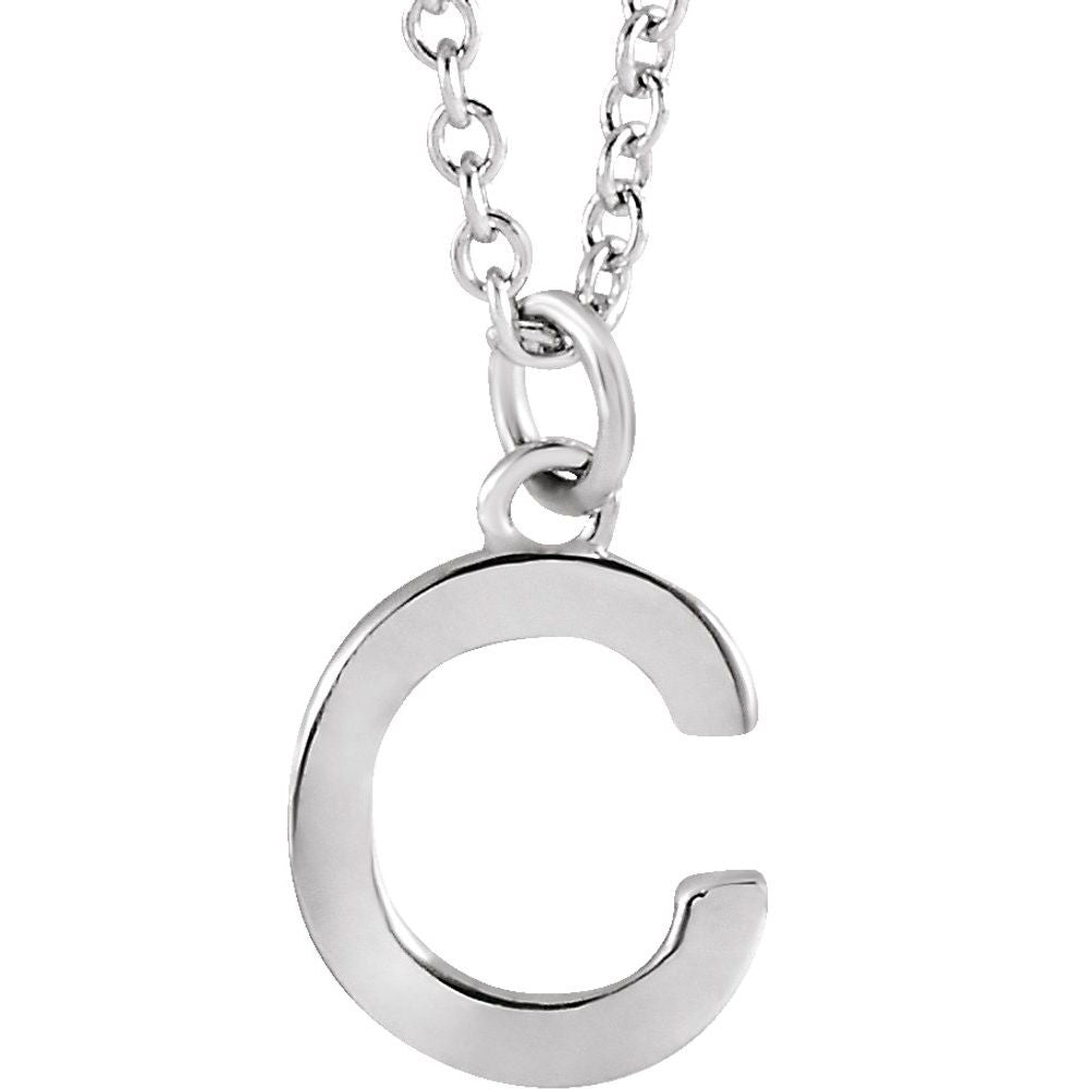 Authentic 925 Authentic Sterling Silver 0.37" Letter C Dangle Pendant 18" Initial Necklace