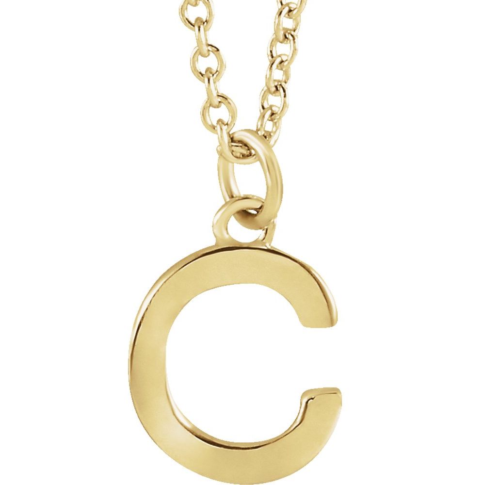 18K Yellow Gold Plated 925 Silver 0.37" Letter C Dangling 16" Initial Necklace