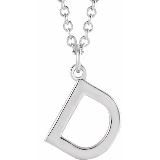 Authentic 925 Authentic Sterling Silver 0.36" Letter D Dangle Pendant 18" Initial Necklace