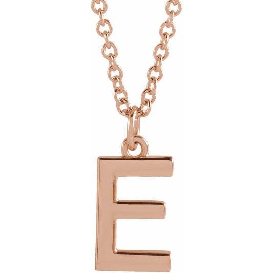 18K Rose Gold-Plated Authentic Sterling Silver Initial E Dangle Necklace