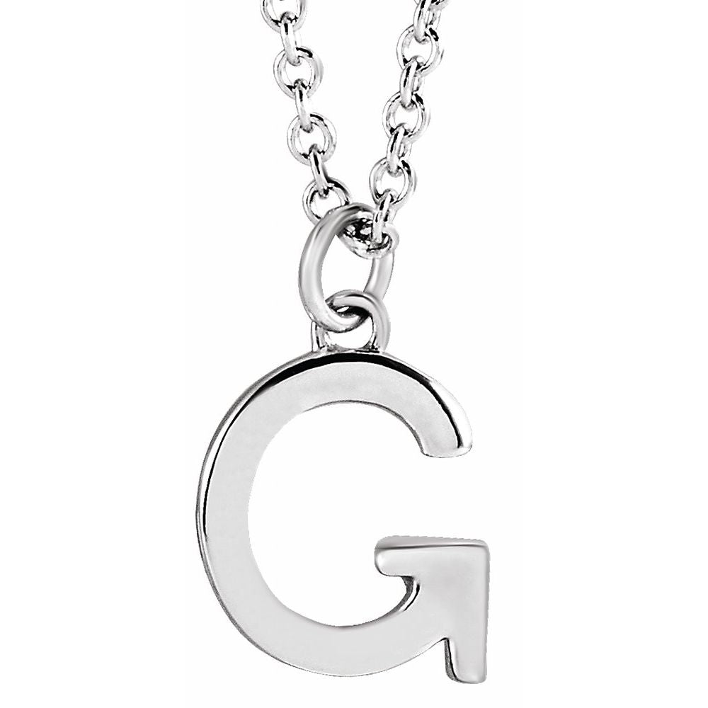 Authentic 925 Authentic Sterling Silver 0.37" Letter G Dangle Pendant 16" Initial Necklace