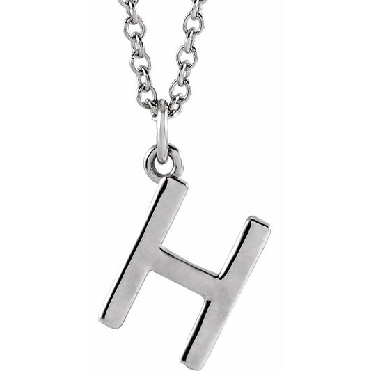 Authentic 925 Authentic Sterling Silver 0.36" Letter H Dangle Pendant 18" Initial Necklace