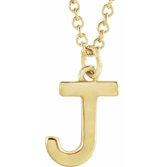 18K Yellow Gold Plated 925 Silver 0.37" Letter J Dangling 18" Initial Necklace