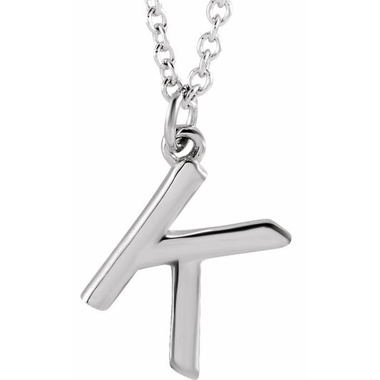 Authentic 925 Authentic Sterling Silver 0.36" Letter K Dangle Pendant 18" Initial Necklace