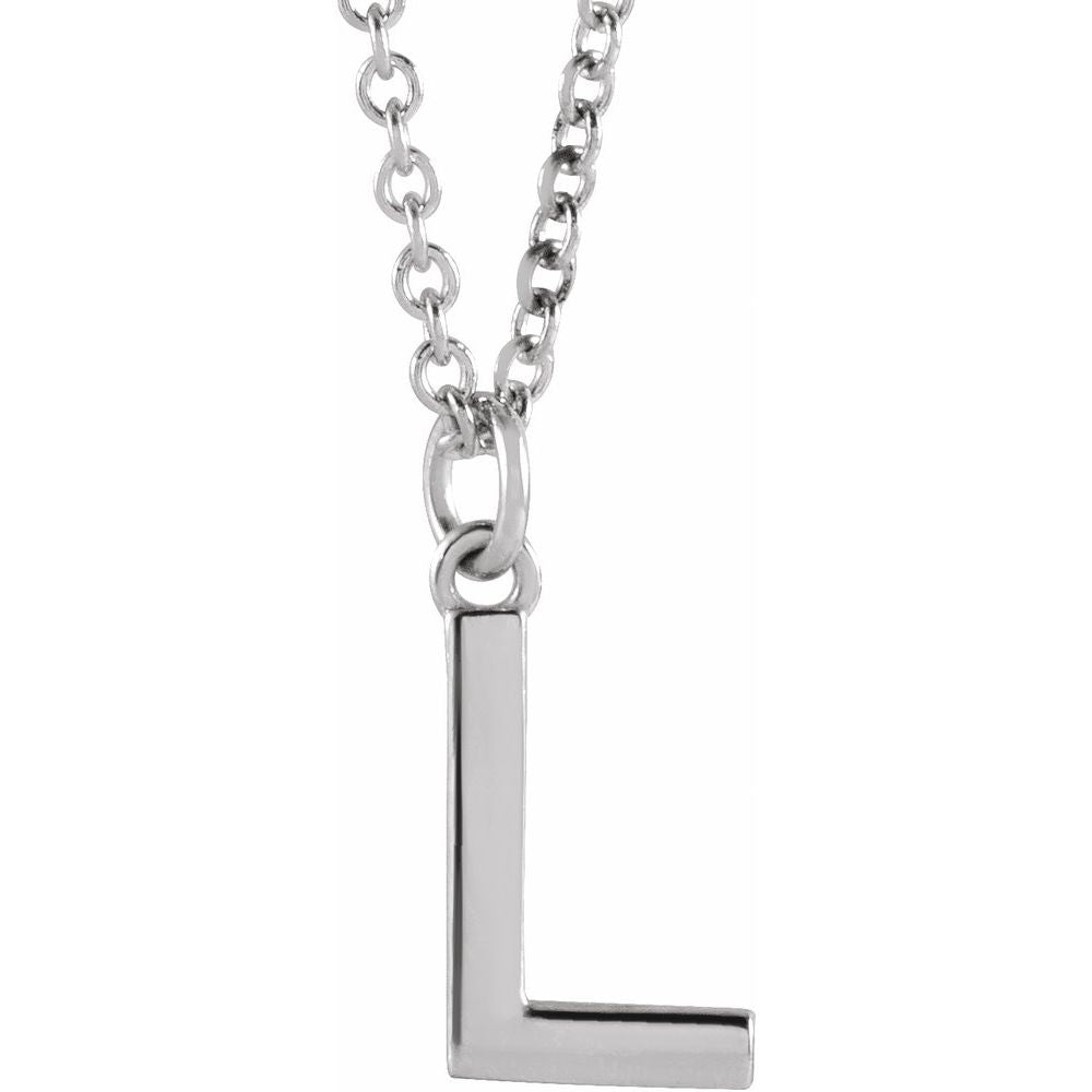 Authentic 925 Authentic Sterling Silver 0.37" Letter L Dangle Pendant 16" Initial Necklace