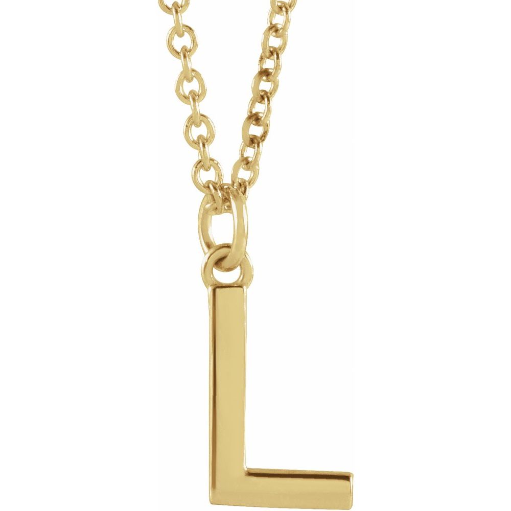 18K Yellow Gold Plated 925 Silver 0.37" Letter L Dangling 18" Initial Necklace