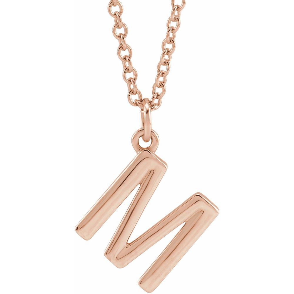 Unisex 18K Rose Gold-Plated Authentic Sterling Silver Initial M Dangle Necklace