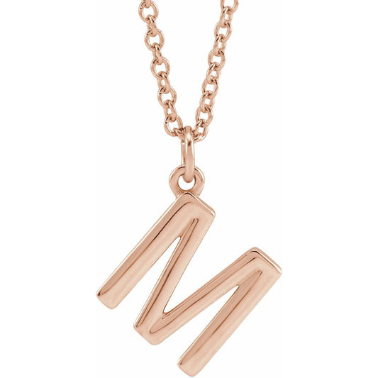 Unisex 18K Rose Gold-Plated Authentic Sterling Silver Initial M Dangle Necklace