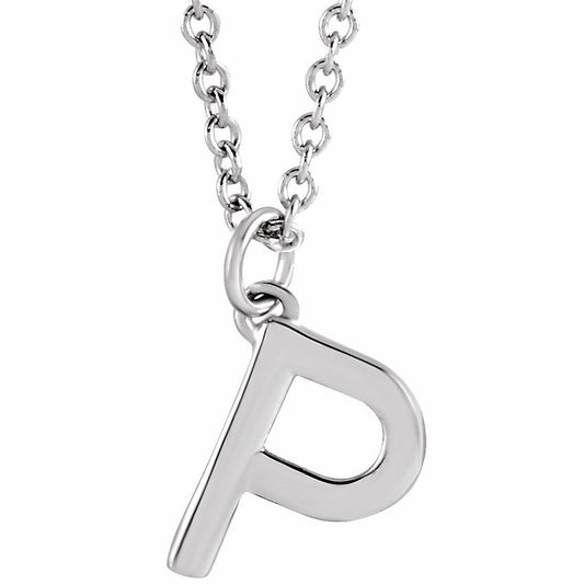 Authentic 925 Authentic Sterling Silver 0.36" Letter P Dangle Pendant 18" Initial Necklace