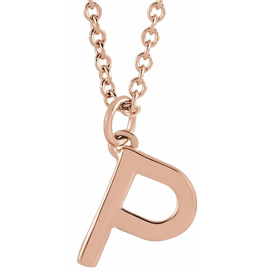 18K Rose Gold-Plated Authentic Sterling Silver Initial P Dangle Necklace