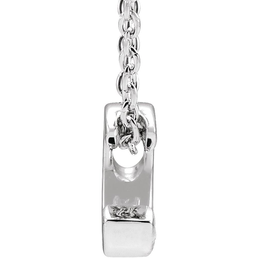 Genuine 14k White Gold Initial C Pendant Slide Necklace