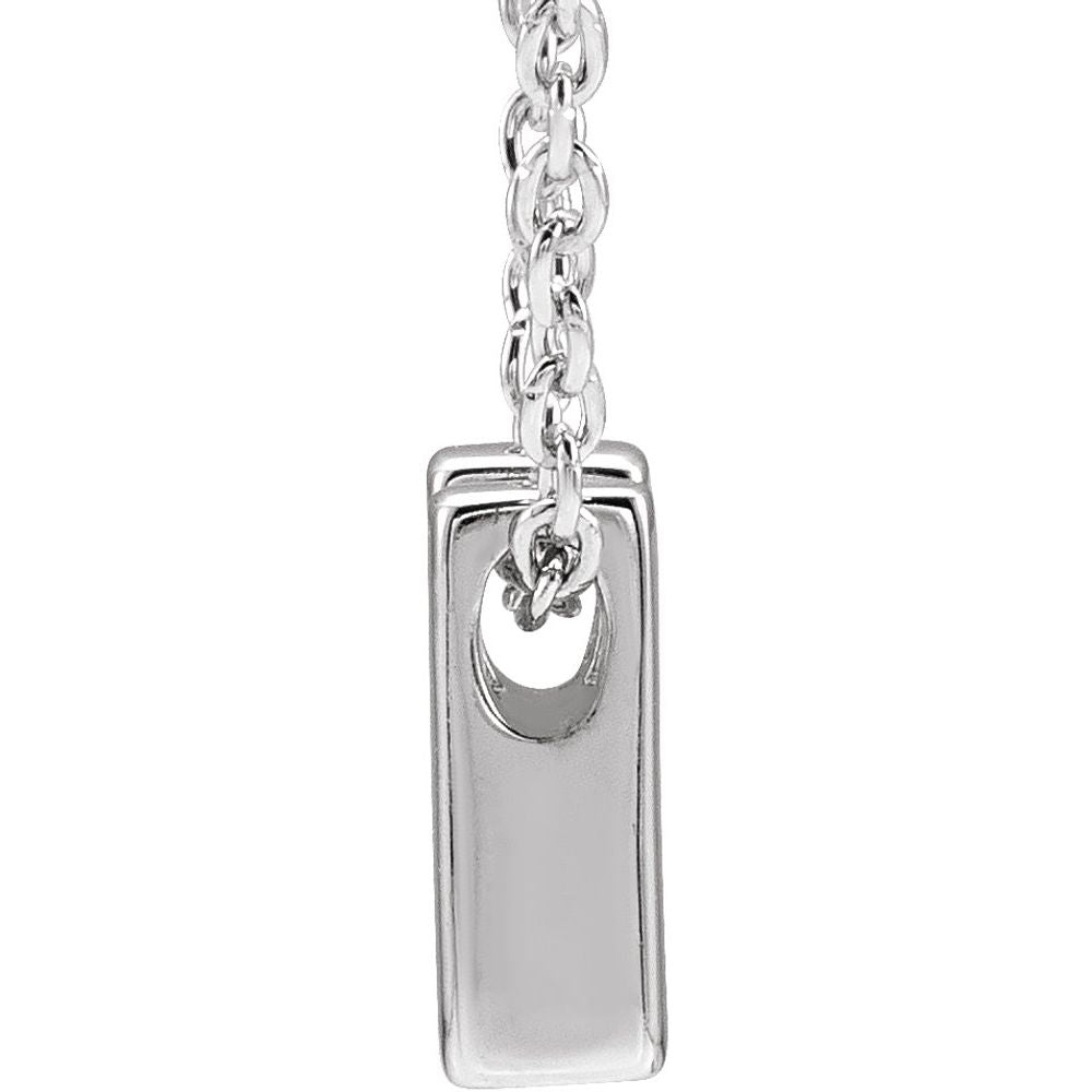 Genuine 14k White Gold 0.31" Initial Letter H Pendant Slide Adjustable 16-18" Necklace