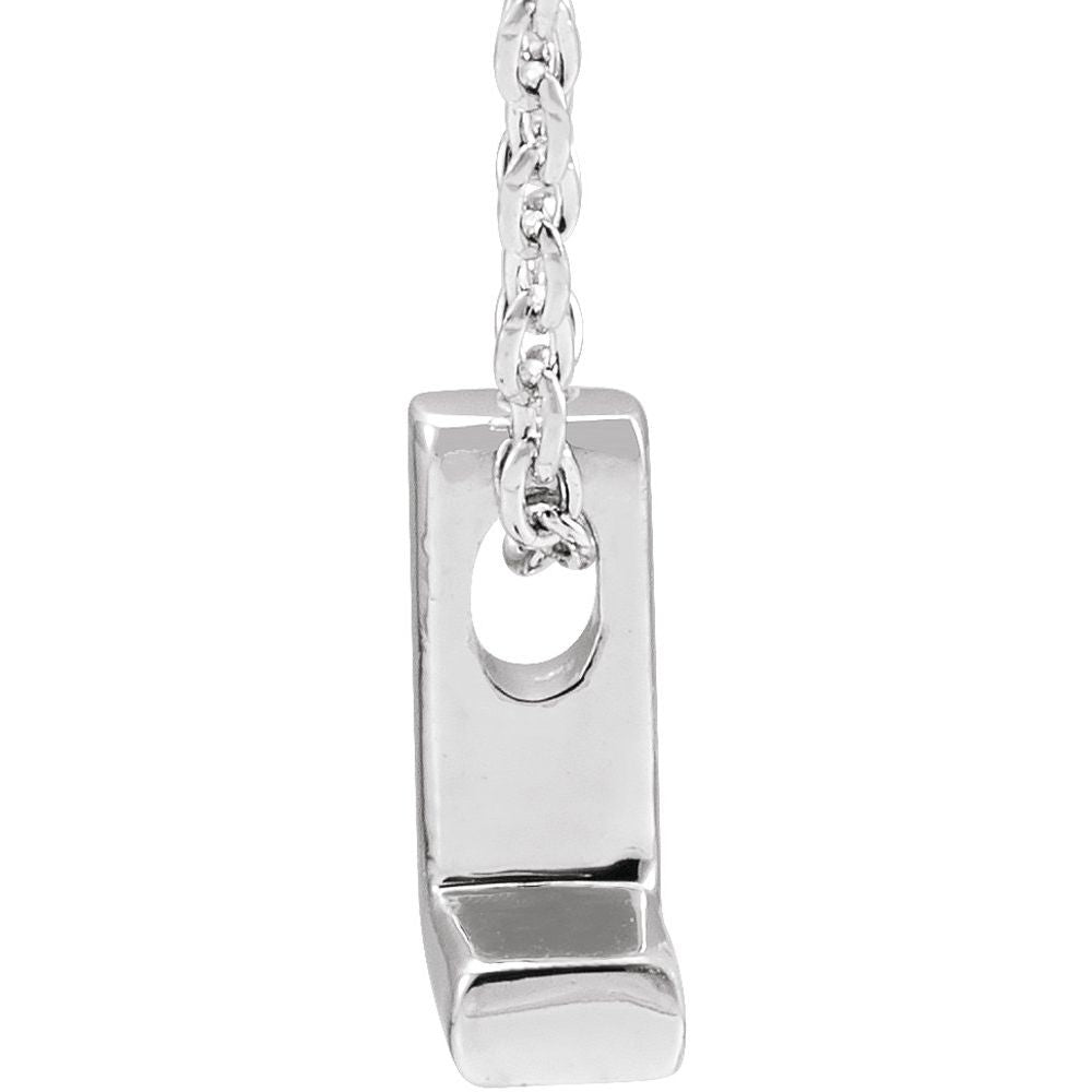 Genuine 14K White Gold Initial L Pendant Slide Necklace