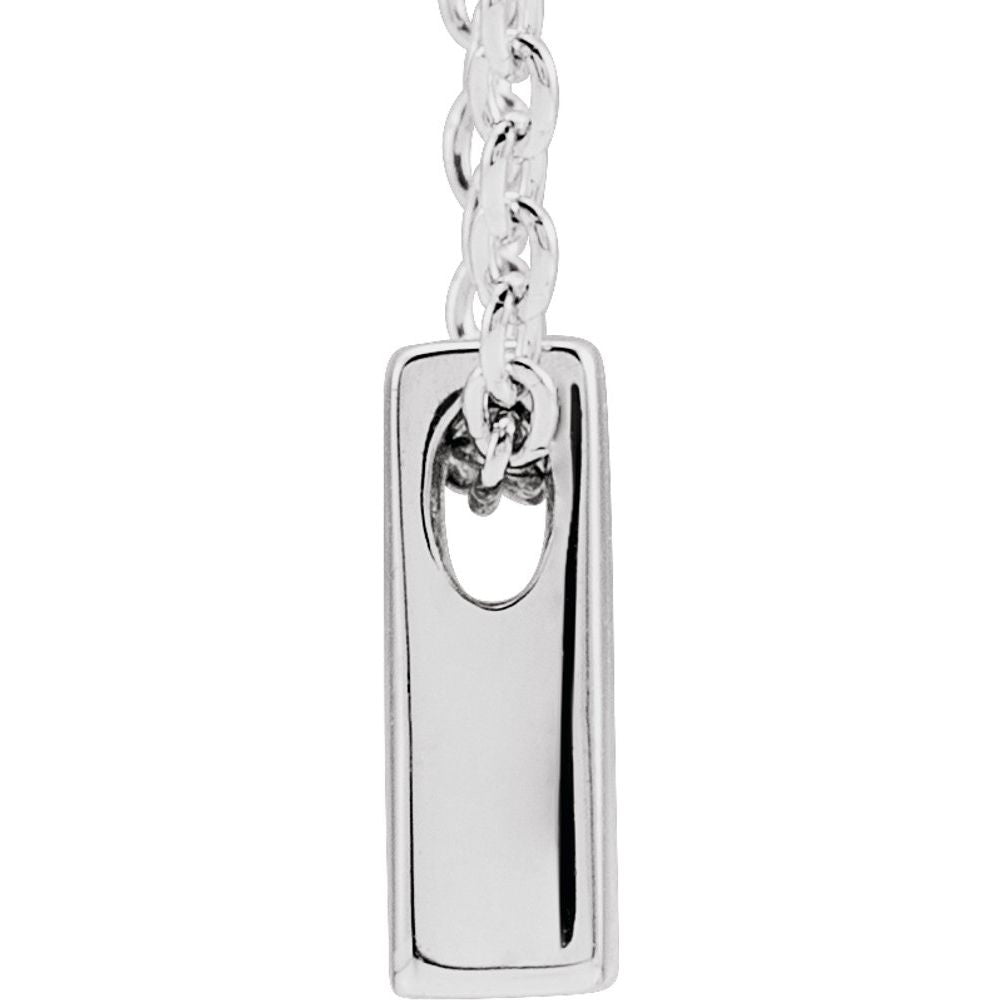 Genuine 14K White Gold 0.31" Initial Letter M Pendant Slide Adjustable 16-18" Necklace
