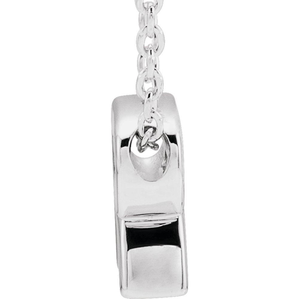 Genuine 14K White Gold Initial R Pendant Slide Necklace