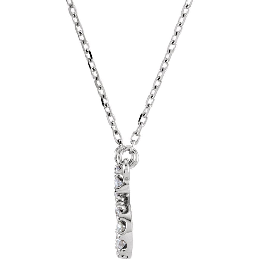 Genuine 14k White Gold 1/8 CTW White Diamond Natural Diamond Initial C Pendant Necklace
