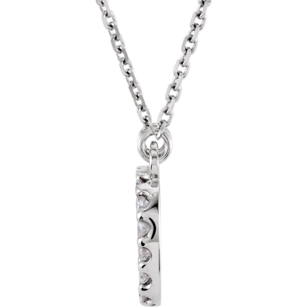 Unisex Genuine 14k White Gold 1/6 CTW White Diamond Natural Diamond Initial D Pendant Necklace