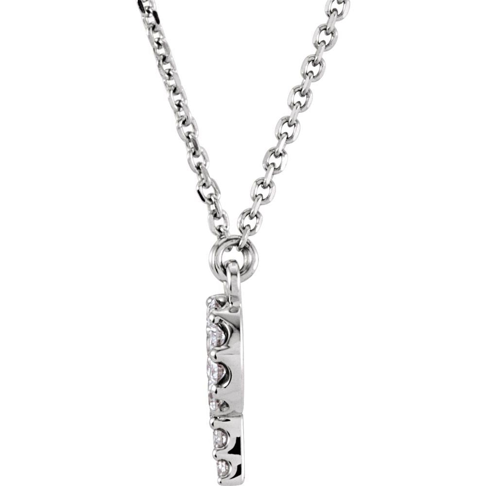 Genuine 14k White Gold 1/8ct Diamond 0.41" Letter P Pendant 16" Initial Necklace