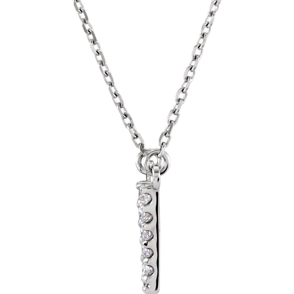 Genuine 14k White Gold 1/10ct Diamond 0.44" Letter V Pendant 16" Initial Necklace