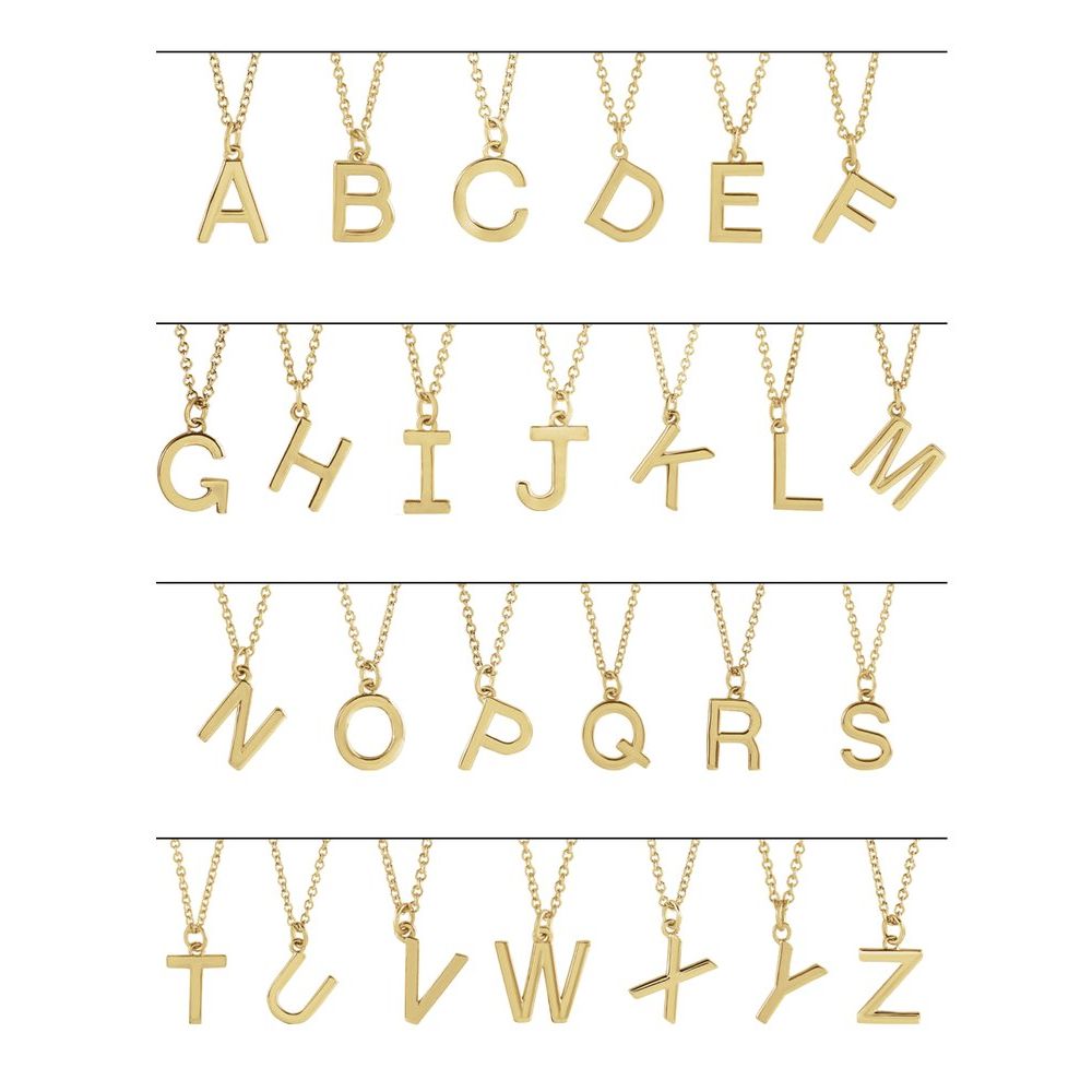 18K Yellow Gold Plated 925 Silver 0.37" Letter L Dangling 18" Initial Necklace